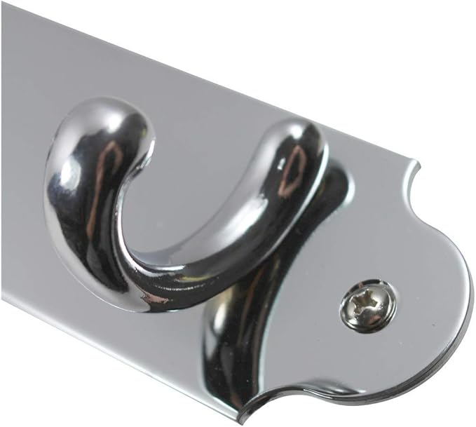 Renovators Supply Chrome Plated Brass Robe Hook Rack 15.5 Inches Wide Modern Metal Wall Mounted Coat Holder Hanger with 5 Organizer Rail Hooks Includes Mounting Hardware