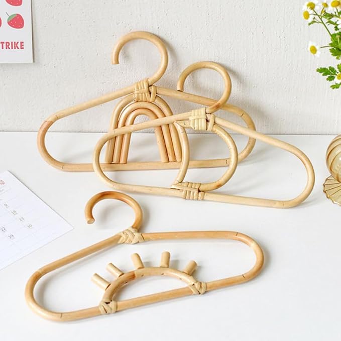 Rainbow Rattan Baby Clothes Hanger Compact Kids Organizer for Infant Clothing Nursery Closet Storage