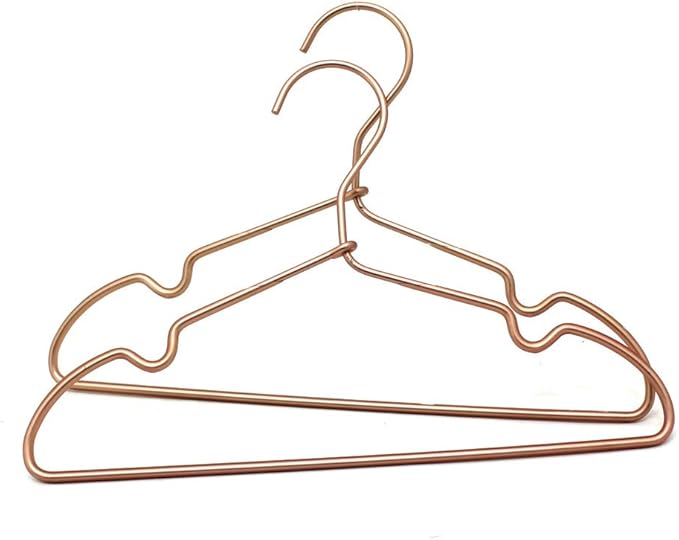 10Pack Koobay 13" Non Slip Rose Gold Wire Top Children Clothes Suit Coat Metal Hanger