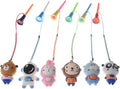 Cartoon Plastic Clothing Hanger, 6-Pack Anti-Lost Tee Hoop with Strap, Fun Cartoon Design for Kids and Adults (Blue + Gray)