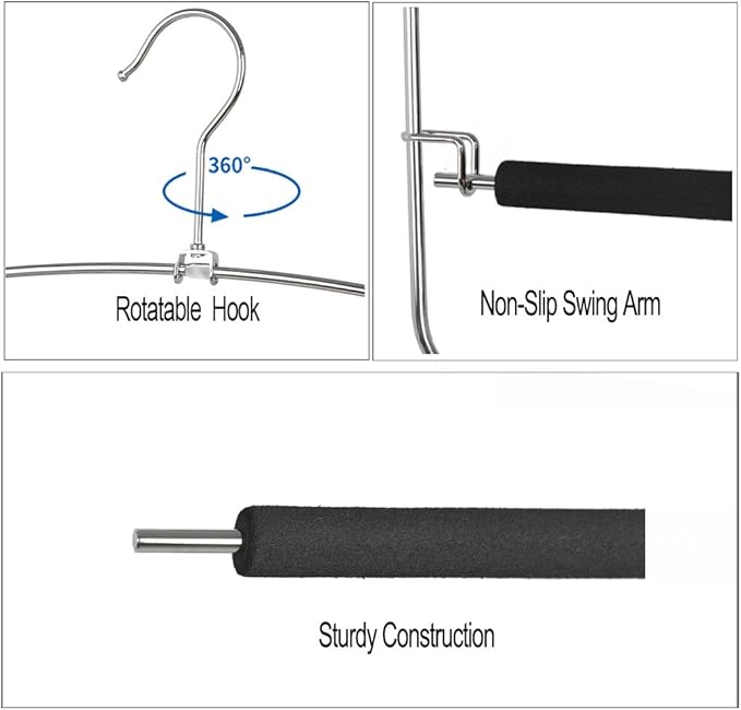 Pants Hangers 5 Layers Metal Slack Magic Hangers Non-Slip Foam Padded Swing Arm Space Saving Hanger Clothes Closet Storage Organizer for Pants Jeans Trousers Skirts Scarf Ties Towels