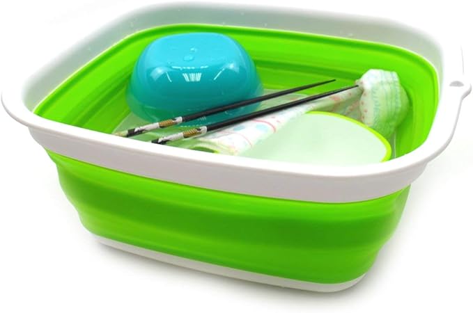 SAMMART 7.7L (2 Gallon) Collapsible Tub - Foldable Dishpan, Kitchen Sink for Camping - Indoor Outdoor Portable Washing Basin - Space Saving Plastic Washtub (Green, S)