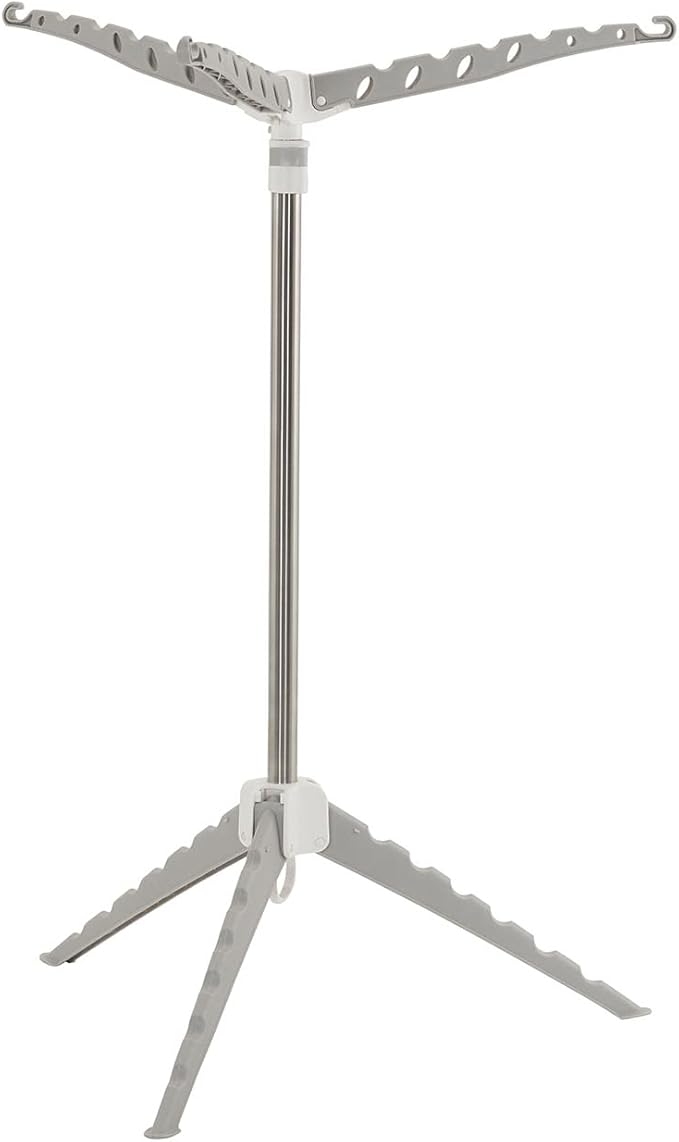 Household Essentials Grey 5006-1 Simple Indoor Tripod Clothes Drying Rack with Carrying Handle for Laundry, Small