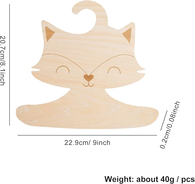 Erice Baby Hangers, 10 Pack Wooden Kids Hanger, Cute Fox Shape, 9 Inch Wood Children Hangers,Creative Coat Hanger for Clothes Suit, Dress, Camisole, Jacket, Pants (10)