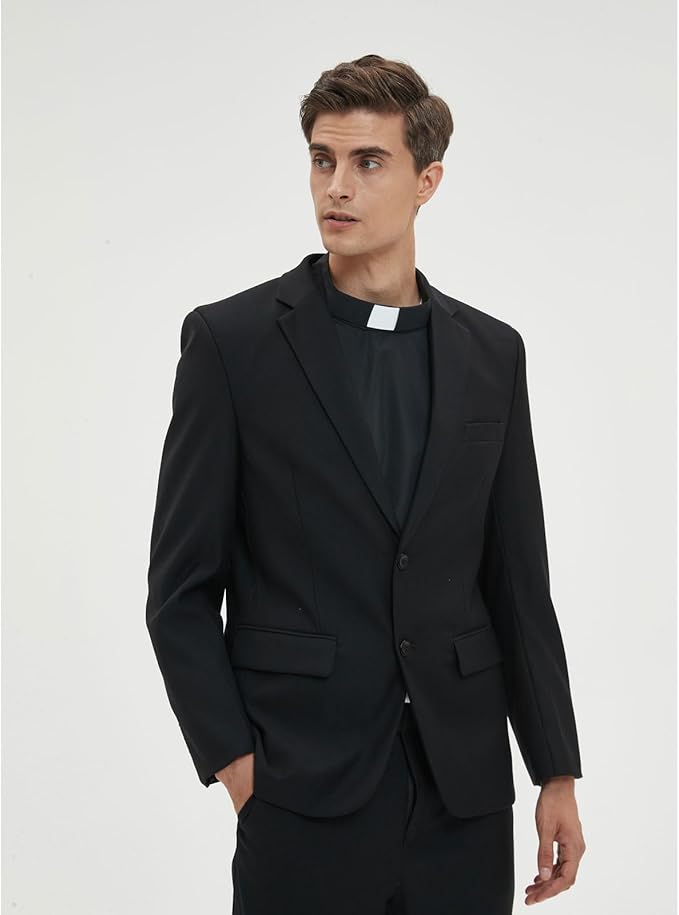 BLESSI Unisex Clergy Tab Collar Dickey Clerical Dickey Bib Collar with Insert White Collar Tab