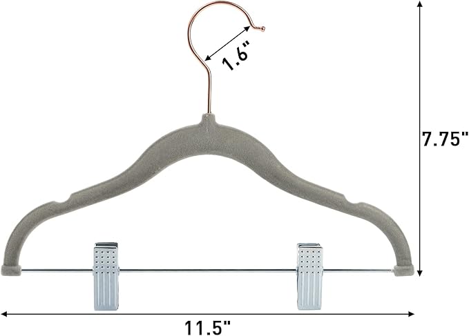 Tosnail 30 Pack Kids Velvet Hangers Children's Clothes Hangers Baby Hangers with Clips - Grey