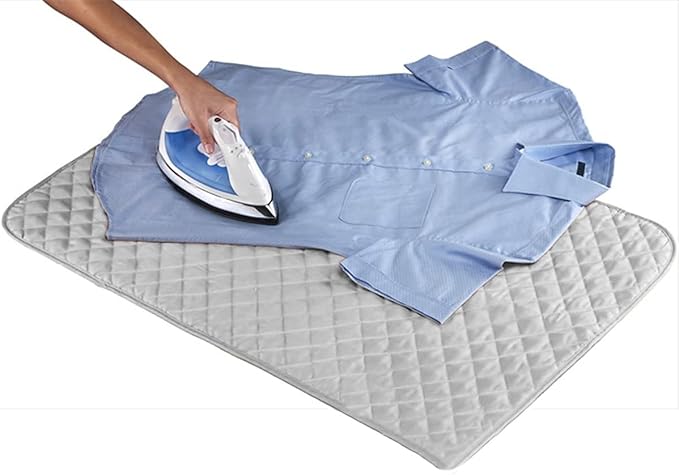 Dependable Industries Inc. Essentials Ironing Board Pad to Use Anywhere Quilted Magnetic Corners Iron Anywhere Travel Home with Silicone Heat Resistant Iron Rest Pad (Green)
