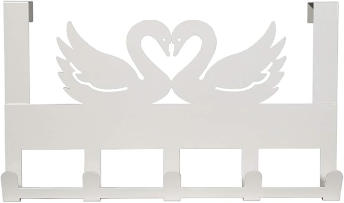 Mango Steam Over-The-Door Organizer Hanger for Towels, Hats, Hoodies, Coats, Backpacks, & Keys (Swan, White)
