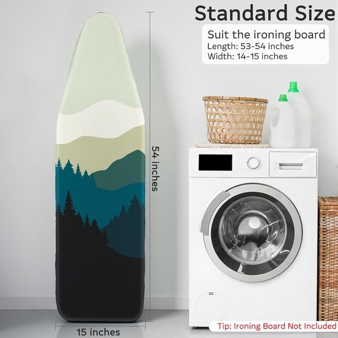 FIOBEE Ironing Board Cover and Pad Extra Thick Iron Board Pad with Heat-Resistant Mesh Padded Iron Board Covers Adjustable Buckle & Elastic Edges for 15x54 Standard Size Ironing Board, Multicolor