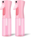 Empty Spray bottles, Continuous Spray Bottle for Hair, Spray Water Bottle Fine Mist Refillable, Skin Care, Showering Pets, Plants, travel, Ironing and Cleaning 6.8 Ounce (2 Pack, Pink)