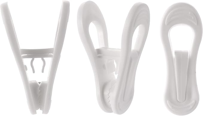 Yopay 50 Pack Hanger Clips for Hangers, Multi-Purpose Plastic Hanger, Easily Clip on Clothing Pants, Strong Pinch Finger Clips for Home, Office, Travel, White