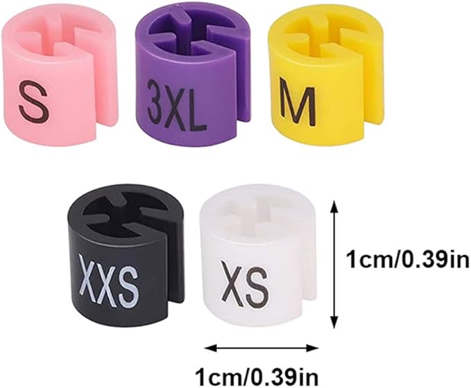 Clothes Hanger Size Markers with Color-Coding Tags 90 Pcs Plastic Size Clips Xxs to 4Xl for Retail Store and Laundry Organization
