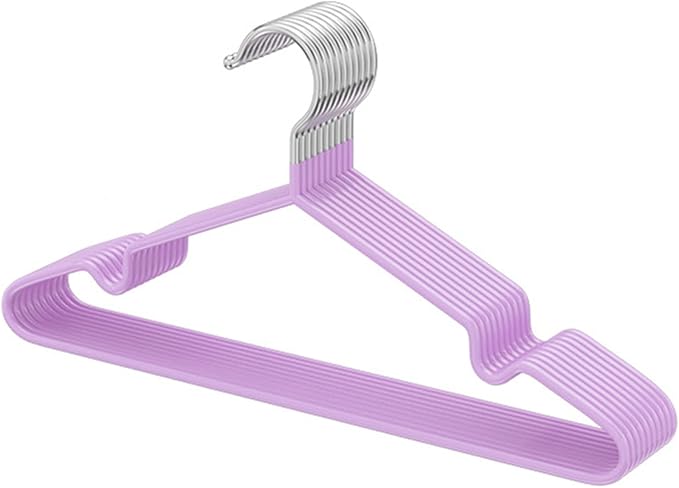 VALINK Coat Hangers Clothes 10 Pack Wire Hangers Heavy Duty Stainless Steel Hangers, Non Slip, Wet or Dry Dual Use Clothes Hanger The Nordic Purple