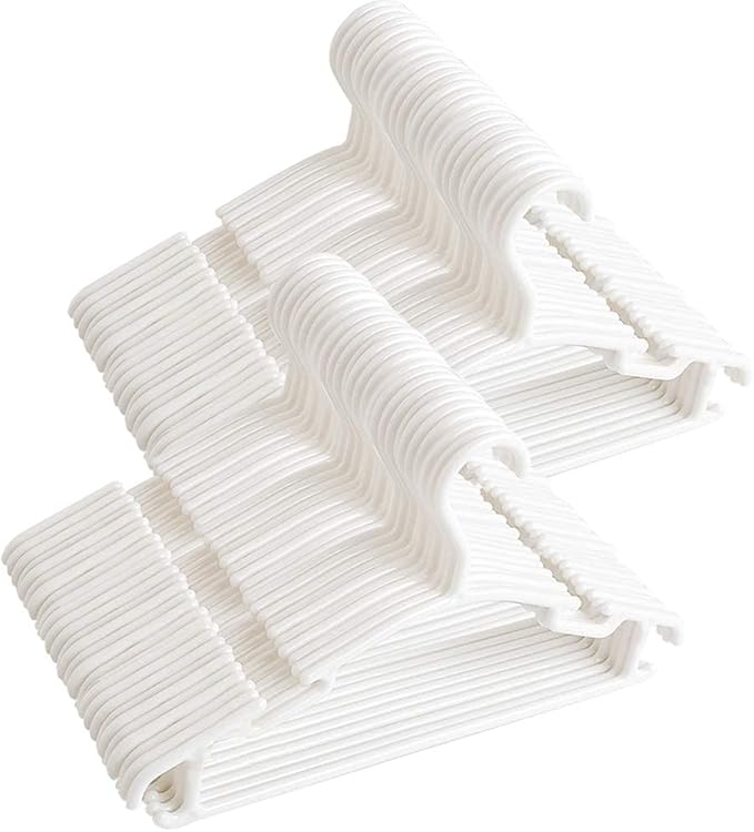 GoodtoU Baby Hangers, 80 Pack Kids Plastic Toddler Baby Clothes Hangers for Closet Small Children Infant Nursery Child Hanger (White)