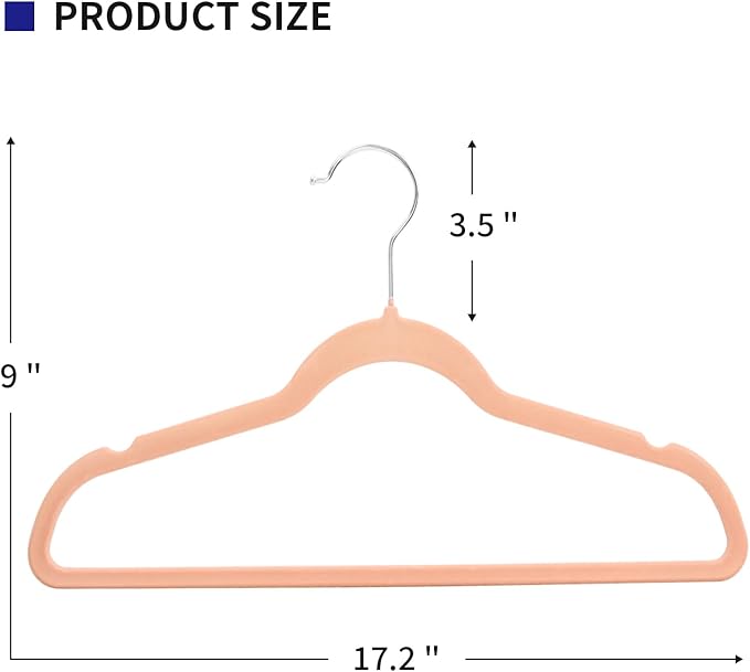 Premium Velvet Clothes Hangers, Heavy Duty Study Black Hangers for Coats, Suit & Dress - Non Slip Clothes Hanger Set (100, Pink/Silver)