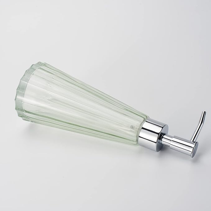 10oz/300ml Hand Soap Dispenser Bathroom, Kitchen Soap Dispenser, Glass Soap Dispenser with Silver Rust Proof Pump, Liquid Soap Dispenser with Elegant and Beautiful Color(green)