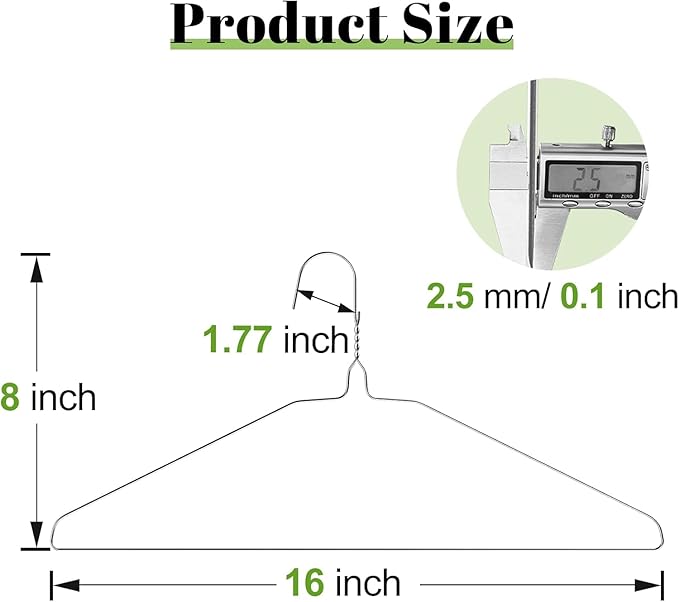 Wire Metal Clothes Hangers Bulk 200 Pack, 16 Inch 12 Gauge Standard Size, Slim Space Saving for Coat Suits Shirts Pants Skirts, Non Slip, Silver