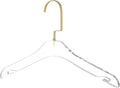 HomeCube USA Clear Acrylic Clothes Hangers with Gold Hooks – Heavy Duty Lucite Design, Elegant & Sturdy for Sweaters, Suits, Jackets, Shirts, Dresses & Boutique Use (5, Small 13")