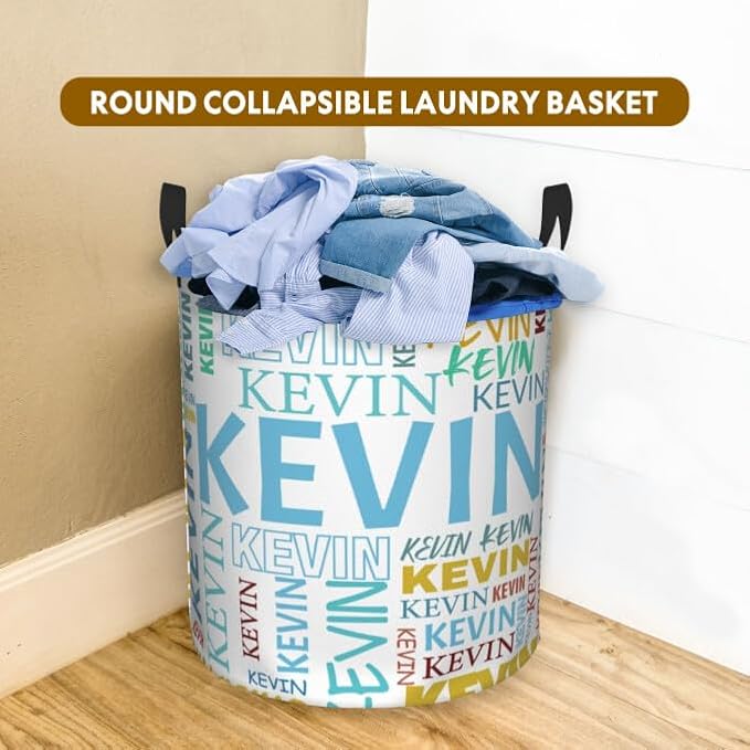 Custom Name Laundry Hamper, Personalized Dirty Clothes Hamper with Name for Bathroom Bedrooms Clothes Storage Organizer, Personalized Gifts for Boys Girls Men Women