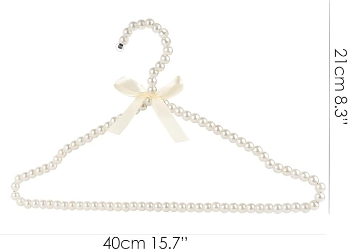 SHIDOW Pearl Hangers, Pearl Clothing Hangers for Women, Pearl Storage, Organizer for Storing Dresses, Coats, Shirts, Pants, Skirts in Bedrooms, Cabinets, Wardrobes (Beige)