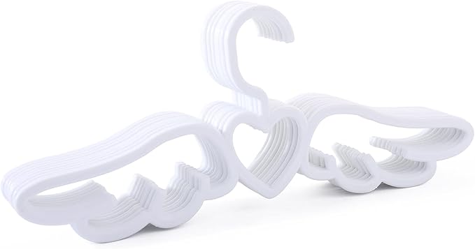 Plastic Clothes Hanger Heart Hangers Space Saving Cute Hangers for Outside Clothes Closet for Shirt Suit Coat 10PCS (White)