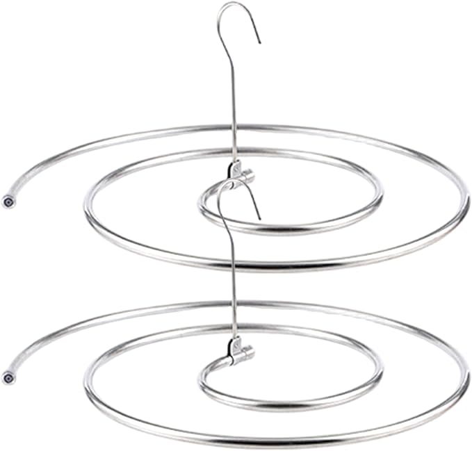 2Pcs Spiral Hanger 18Inch Round Spiral Shaped Drying Rack Stainless Steel Clothes Drying Rack Rotatable Space Saving Quilt Blanket Hanger for Home