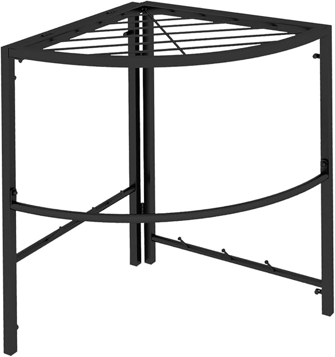 Cinnabar Corner Clothes Rack with Shelf, Adjustable Hanging Wardrobe Closet Organizer for Bedroom Living Room (black)
