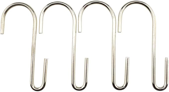 LQJ Pro Large S Hooks Anti-Rust Hang Iron Cast Pots and Pans from Wire Rack Shelf Narrow End Don't Come Off 7 Pack 3.7" Length Solid Metal Hang Tools Kitchenware Belt Handbag in Closet Pantry Garden