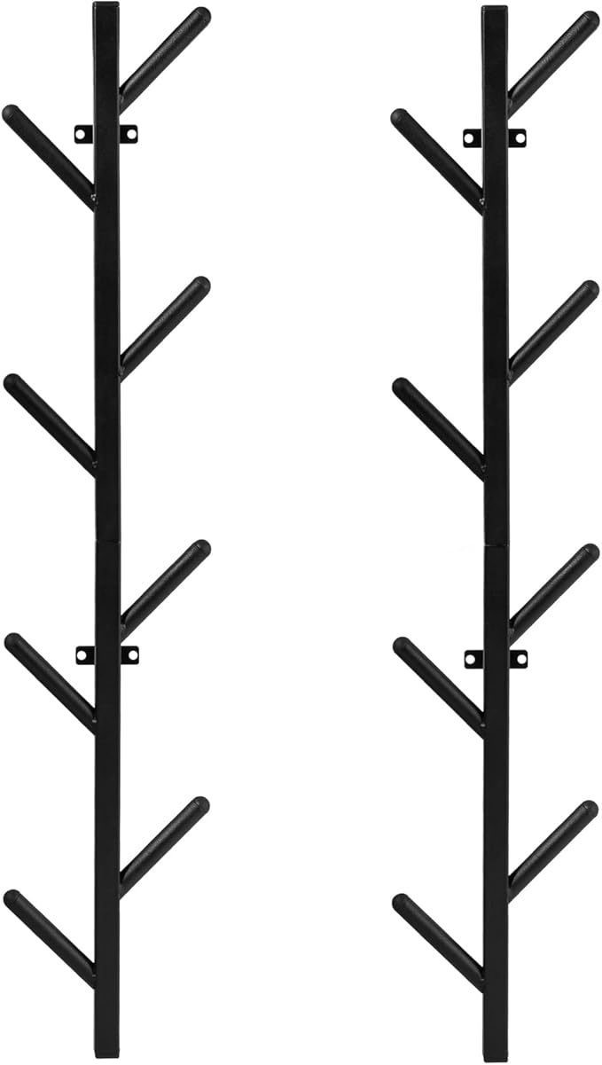 Modern Heavy Duty Coat Hanger Set of 2 - Wall Mount Hat Rack for Cowboy Hats, Baseball Caps & Jackets - Black Metal Coat Stand