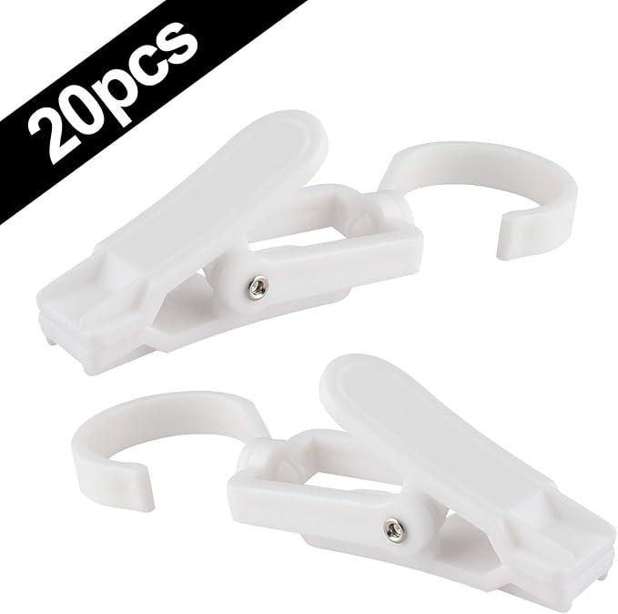 20 PCS Laundry Hooks Clip, Plastic Clothes Pins, Super Strong Hanger Clips, Swivel Hooks Clip for Clothing Store Home Office & Workshop, White