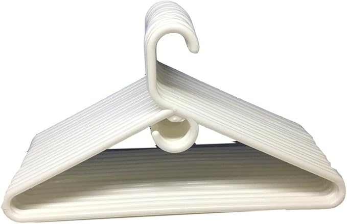 THE UM24 Heavy Duty Tubular Cloth Hangers Jumbo Plastic Adult Cloth Coat Suit Closet Organization Hanger - White (15)