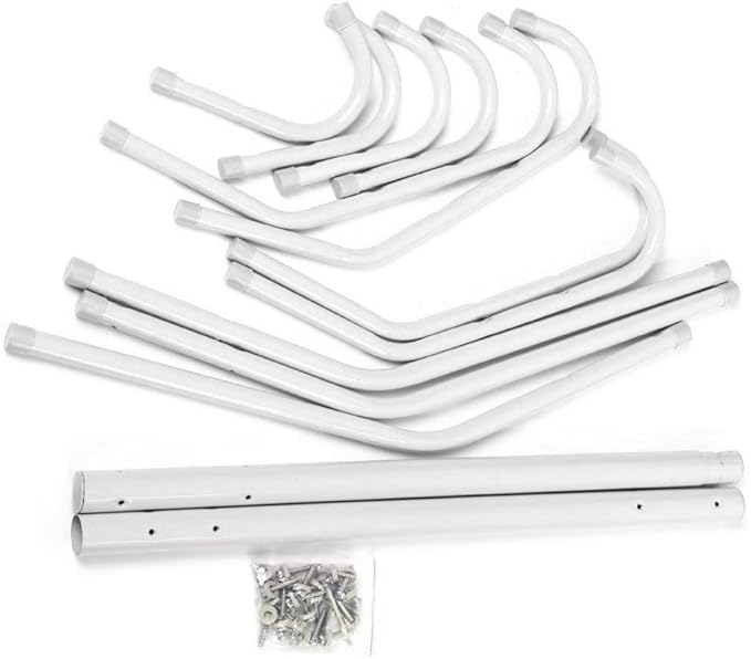 Ejoyous Coat Rack Stand, 10 Hooks Free Standing Hat Hanger Metal Hall Tree Clothes Holder Storage Stand for Home Enterway Entryway Hanging Jacket, Garment, Scarves, Handbags, Umbrella (White)