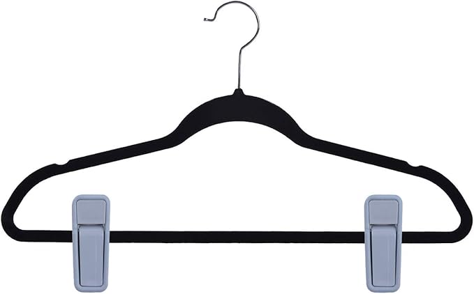 Premium Heavy Duty ABS Plastic Slim-line Hanger Set of Finger Clips for Velvet Hangers - 20 Pack (Gray)