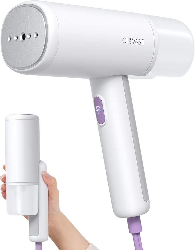CLEVAST Steamer for Clothes - Portable Garment Steamer for Clothing, Handheld and Foldable Travel Size Wrinkle Remover, 30-Second Fast Heat Up, Powerful Steam Output, 120V Only