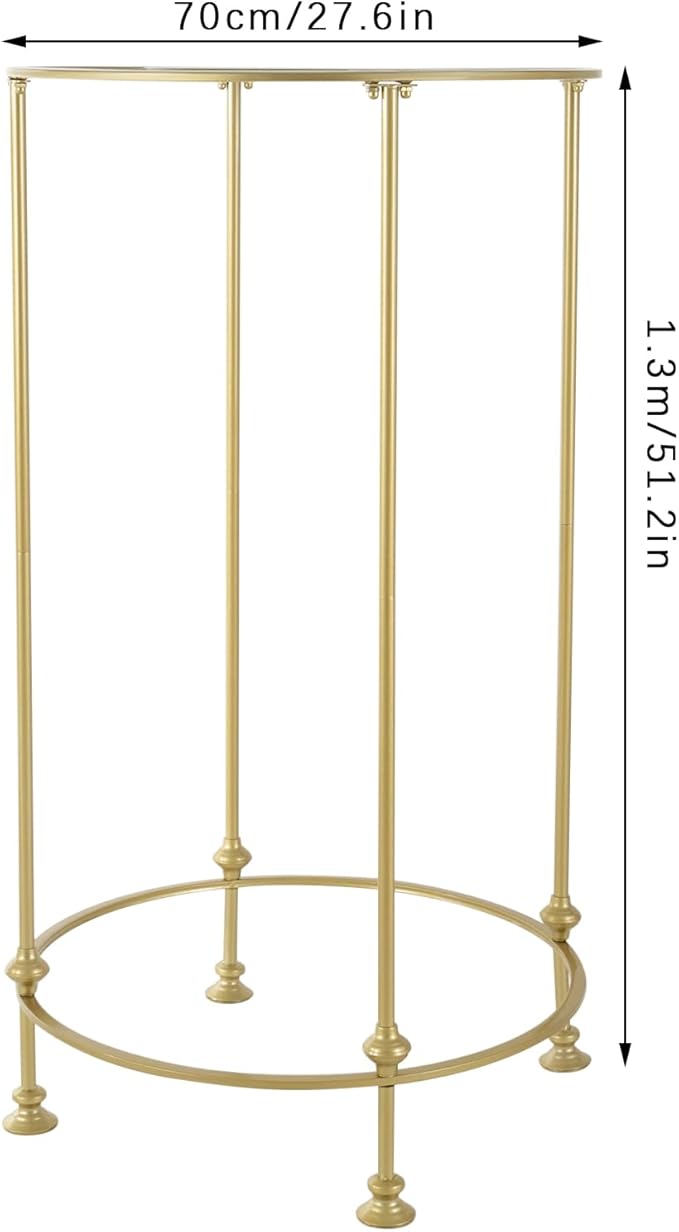 YIYIBYUS Round Garment Rack, Floor Standing Iron clothes Hanging Rack with Topper, Suitable for Large Shopping Malls Retail, Clothes Boutique Display Laundry Rooms (Gold)