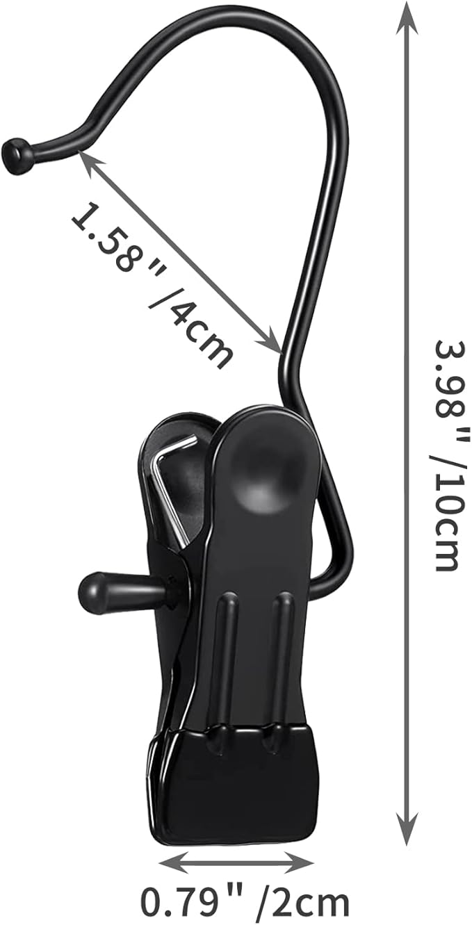 30 Pack Boot Hanger for Closet, Laundry Hooks with Clips, Boot Holder, Hanging Clips, Portable Multifunctional Hangers Single Clip Space Saving for Jeans, Hats, Tall Boots, Towels(Black/Black)