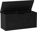 39.4" Storage Chest, Wooden Storage Bench, Large Storage Trunk with 2 Safety Hinges, Entryway Shoes Bench for Living Room, Bedroom, Black