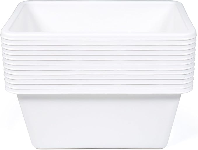 Humble Crew Toy Storage Bins for Kids, Set of 12, White, Small - Sturdy, Colorful Plastic Storage Bins for Classroom, Playroom, Nursery, and More - Premium Toddlers Toy Organizer Bins
