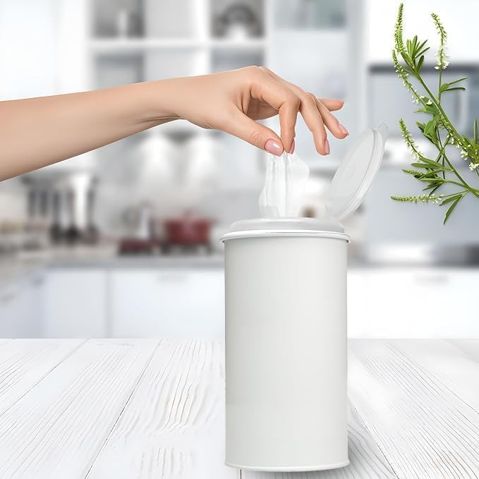 Wipe Holder for Kitchen/Bathroom Counter, Disinfectant Wipe Container, Modern Kitchen Decor, Vintage Countertop Wipe Storage Organizer Caddy, White Color