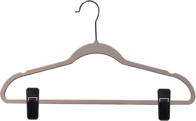 Premium Heavy Duty ABS Plastic Slim-line Hanger Set of Finger Clips for Velvet Hangers - 20 Pack (Black)
