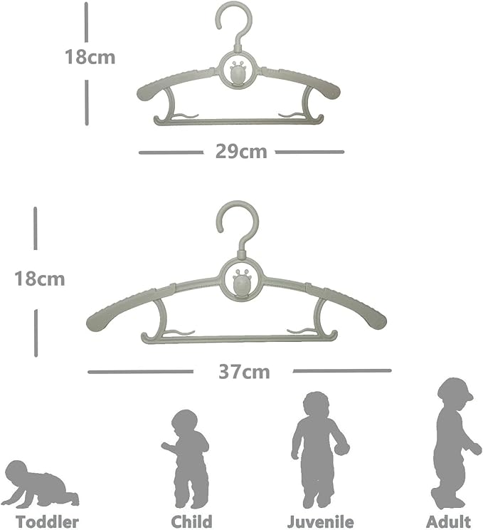 Baby Hangers 50 pcs, 360° Swivel Hook, Adjustable Kids Hangers According to Clothing Size, Suitable for Babies and Children (Gray)