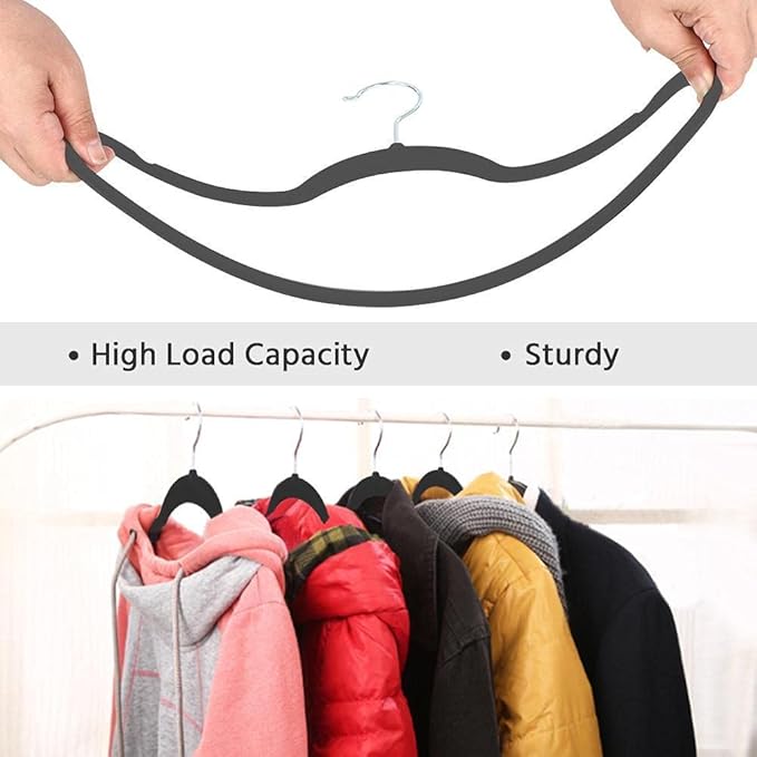 Yaheetech 100 Pack Non Slip Velvet Hangers Heavy Duty Flocked Coat Suit Hangers Space Saving Clothes Racks with 360° Swivel Hook, Gray