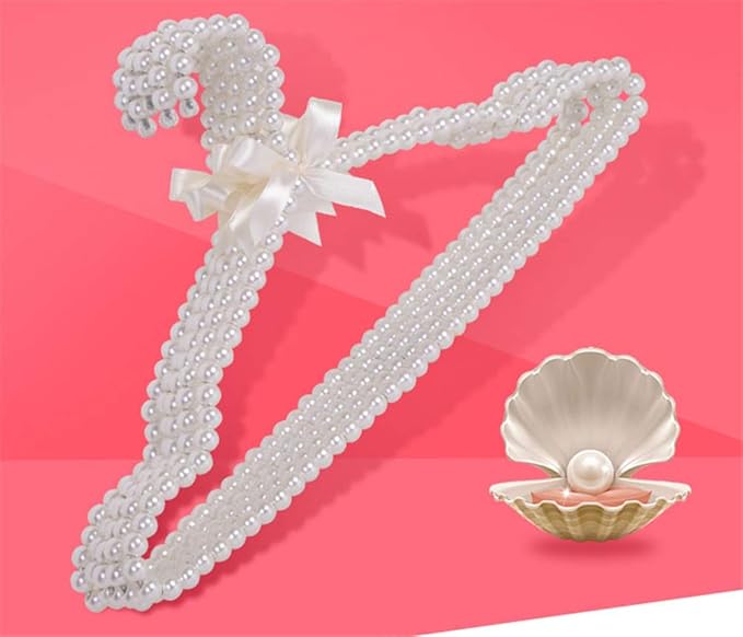 Pack of 5 Pearl Clothes Pants Hangers Bowknot Beaded Wedding Home Shop Clothes Rack 3#