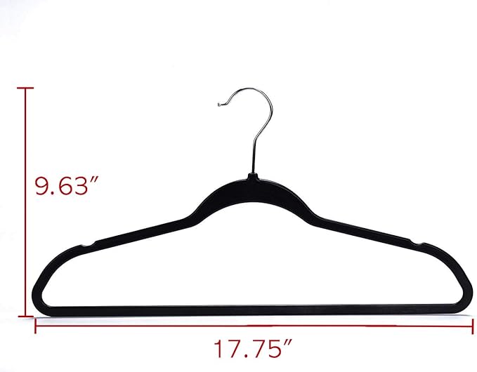 Only Hangers No Flock Space Saving Hangers, Black, Set of 20