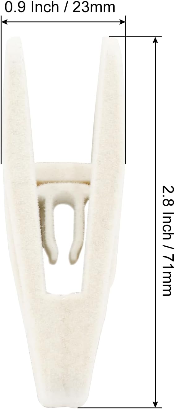 Hordion 20Pcs Ivory Velvet Hangers Clips, Strong Finger Flocked Clips Felt Velvet Clip for Pants Skirt Thin Felt Hangers (Ivory)