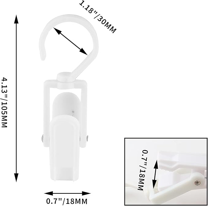 10 PCS Laundry Hooks Clip, Plastic Clothes Pins, Super Strong Hanger Clips, Swivel Hooks Clip for Clothing Store Home Office & Workshop, White