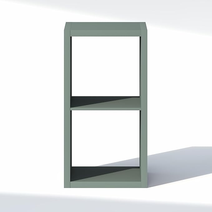 Furinno Cubic Closet Organizers and Storage, 2-Cube Closet Organizer, Open Shelf Closet Storage, Extra Thick Frame for Wardrobe, Bedroom, Living Room, Sage Green