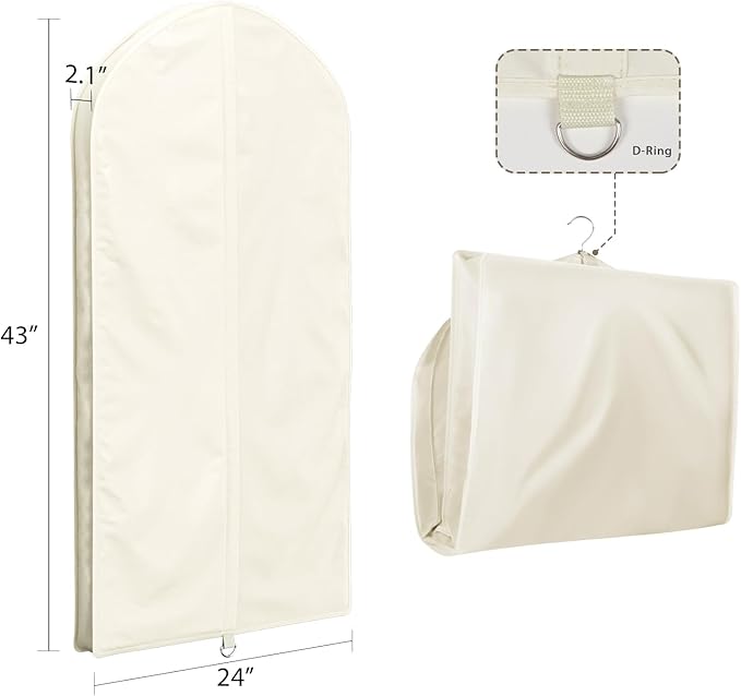Univivi Premium Breathable Oxford Suit Bag for Storage, 43 inch Garment Bag for Hanging Clothes, Garment Covers for Closet Clothes Storage, Suit Cover for T-Shirt, Jacket, Suits, Coats – Beige
