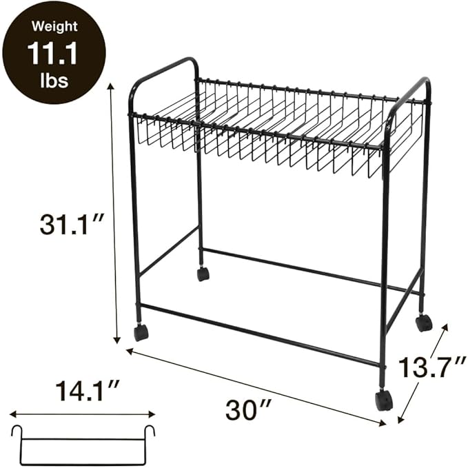 Japard Pants Organizer Rack Trolley with 20 Double Slim Hangers Rolling Trouser Metal Rack Hangers, Space Saving for Closet - 40 Storage Pants Jeans Scarf Silver