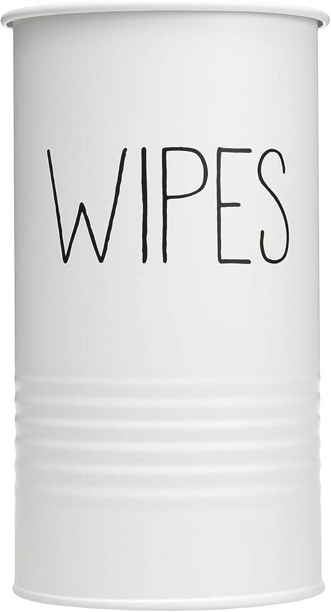Wipe Holder for Kitchen/Bathroom Counter, Farmhouse Kitchen Decor, Vintage Countertop Wipe Storage Organizer Caddy, Steel with Matte White Finish